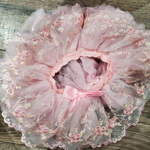 Baby Girl Tutu Size 0-6 Months Little Me Pink Floral Embroidered Diaper Cover